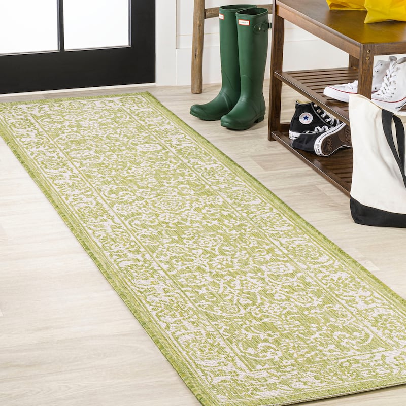 JONATHAN Y Sinjuri Bohemian Textured Weave Floral Indoor/Outdoor Area Rug