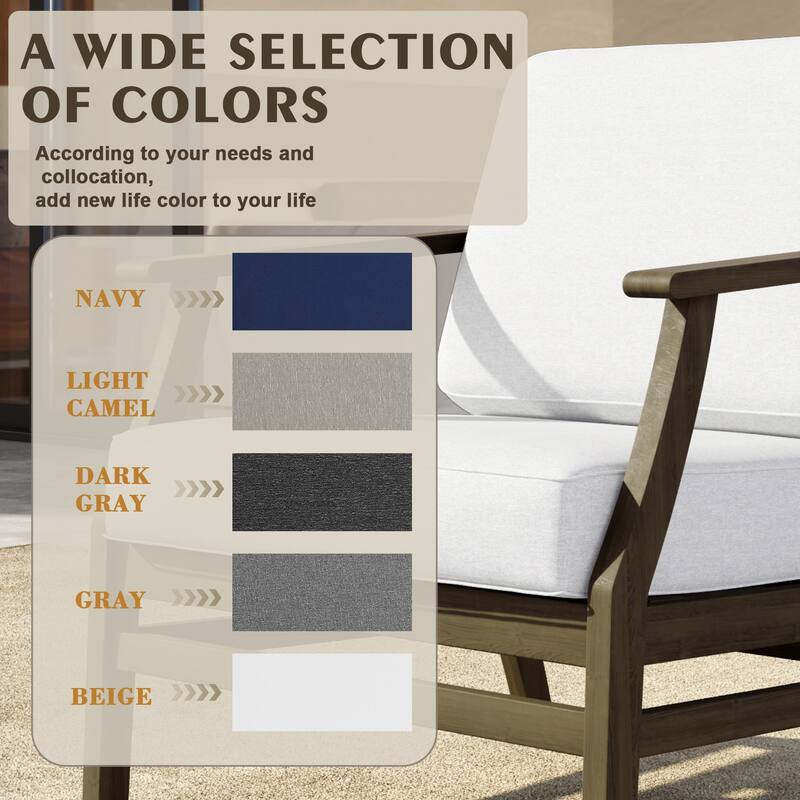 Outdoor Teak Wood Club Chairs with Cushions (Set of 2)