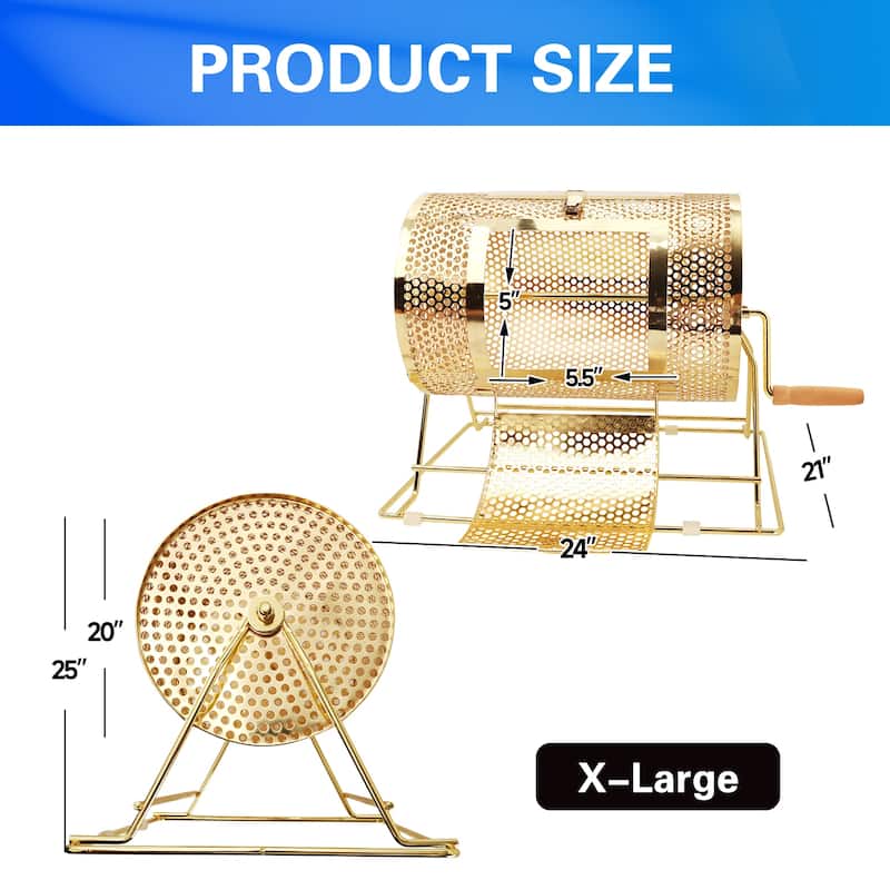 GSE™ X-Large Brass Raffle Ticket Drum - Holds 15,000 Tickets or 500 Ping Pong Raffle Balls