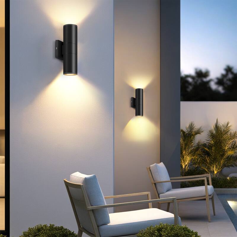 Dimmable LED Outdoor Wall Light, Cylinder Up Down Sconce with Triac Dimming, Aluminum Waterproof for Porch/Patio/Home Exterior