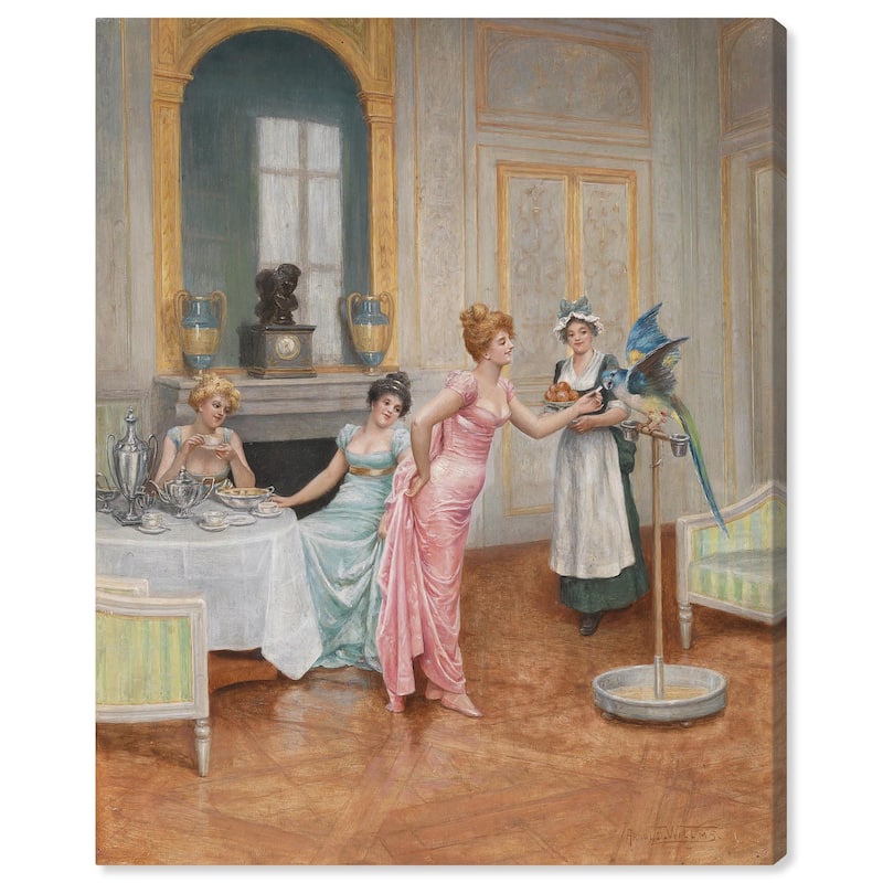 The Parrot and the Tea Party Canvas by Art Remedy, Gallery Wrapped - 36" x 45"