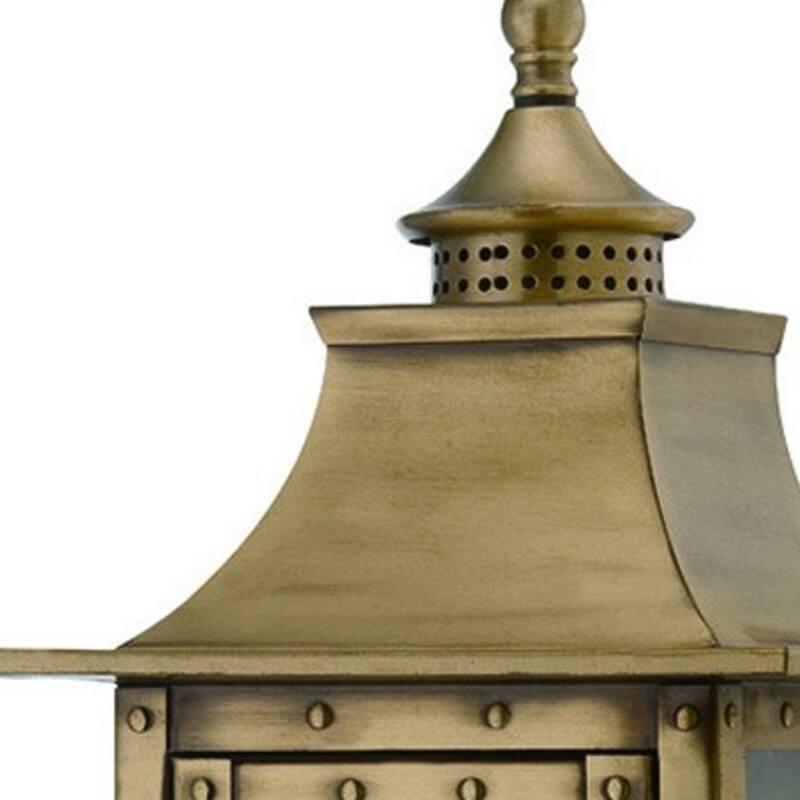 2-Light Patina Wall Light Colonial Design Clear Glass Gas Lantern Style - 5.75” x 8” x 16.50”