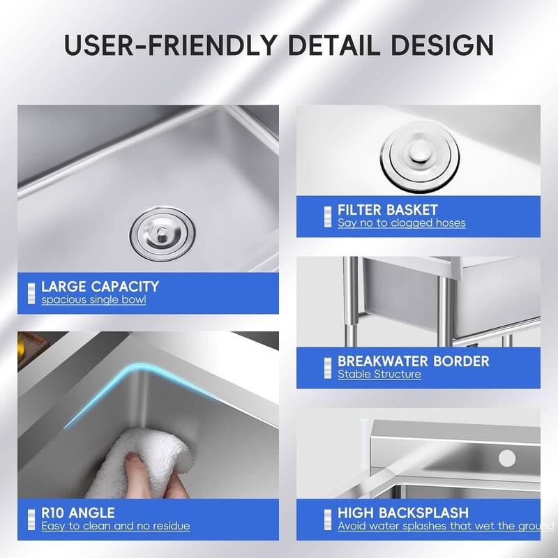 Stainless Steel Freestanding Kitchen Utility Sink