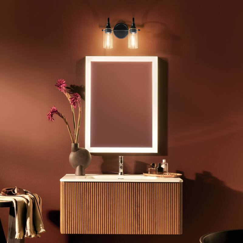 Kichler Lighting Kavi 12.5" 2-Light Vanity Light with Clear Glass in Black