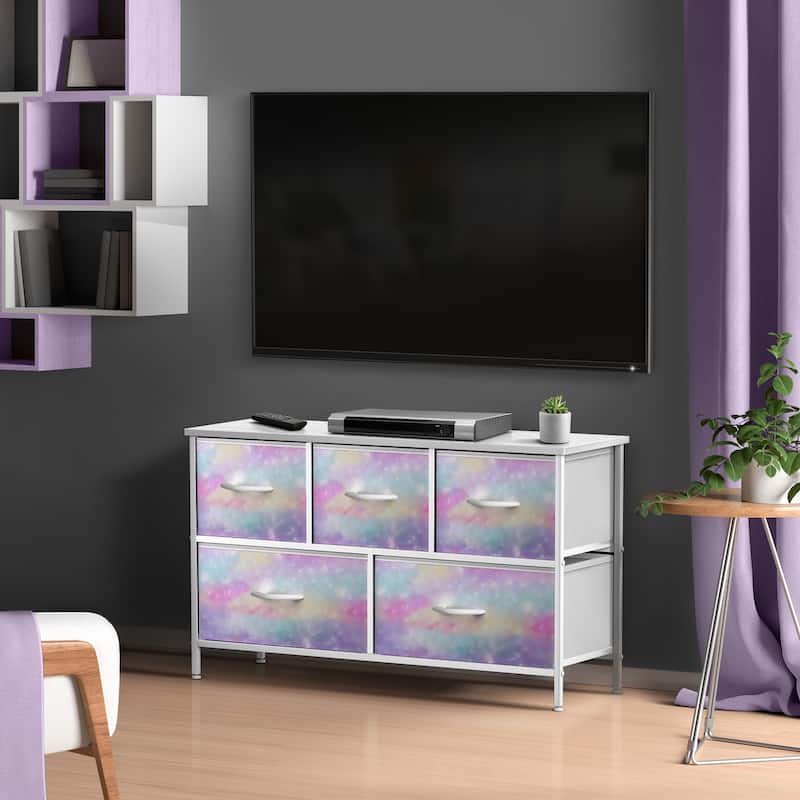 Dresser w/ 5 Drawers Furniture Storage Chest for Home, Bedroom