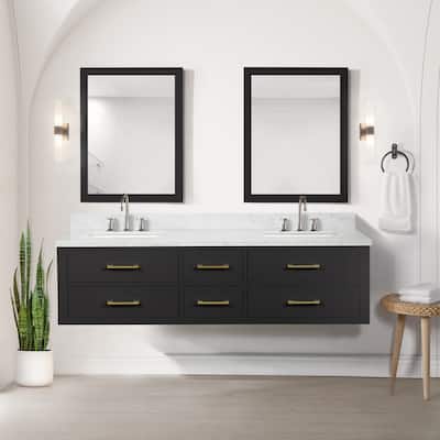Lexora Castor Double Bath Vanity and Carrara Marble Top