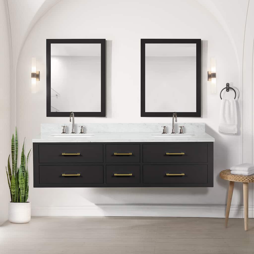 Lexora Castor Double Bath Vanity and Carrara Marble Top