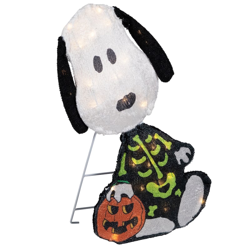 LED Lighted Skeleton Snoopy Outdoor Halloween Yard Decoration - 18"
