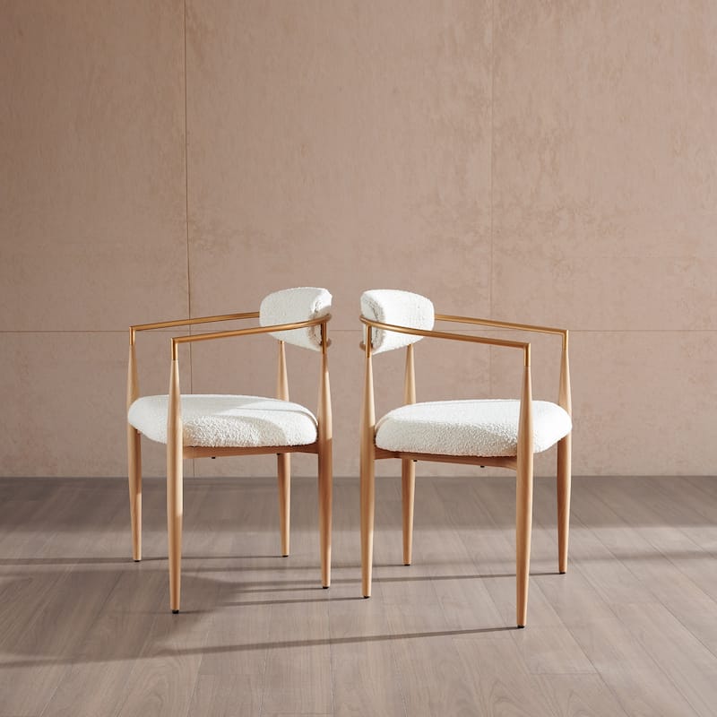Morden Fort Modern Boucle Dining Chairs Armchair Set of 4