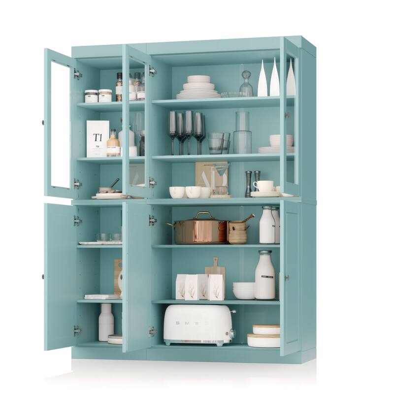 Palace Imports 100% Solid Wood Pantry China Cabinet, Raised Panel & Clear Glass Doors, 48.5" Wide, 71.5" Tall - 48.5" x 71.5"