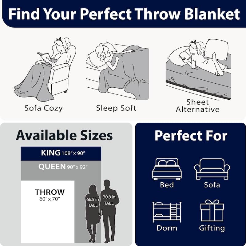 Luxury Double-Sided Plush Fleece Blanket - Ultra-Soft, Reversible, All-Season Comfort Throw