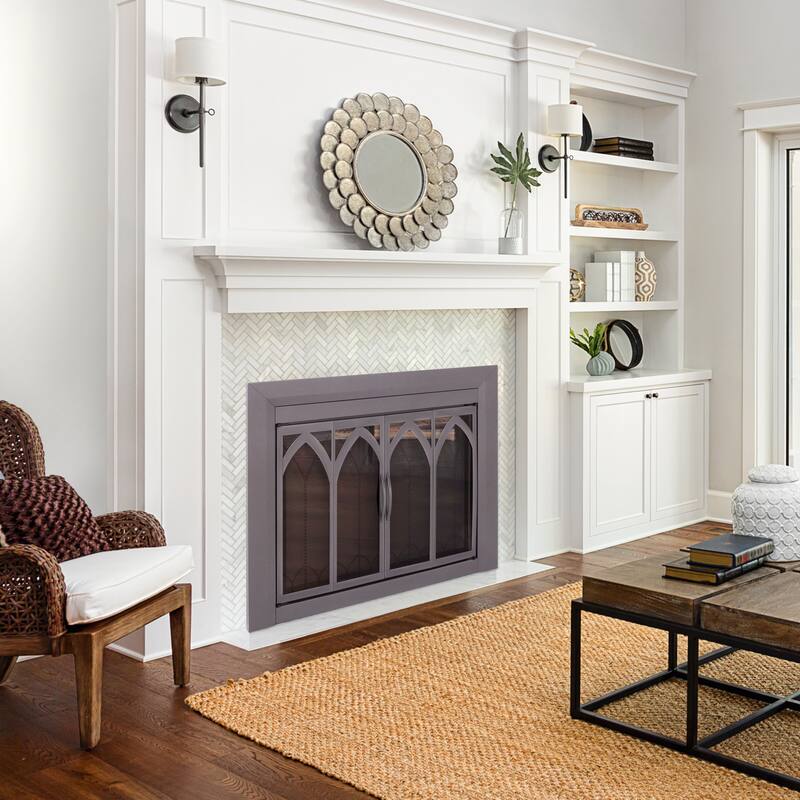 Pleasant Hearth Collin Fireplace Glass Door Small Black