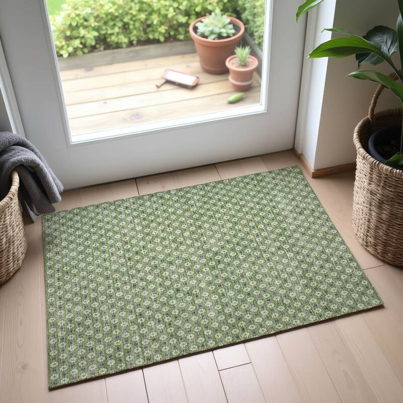 Premium Washable Super Soft Modern Imprints Mayfield Rug - Green - 1'8" x 2'6"