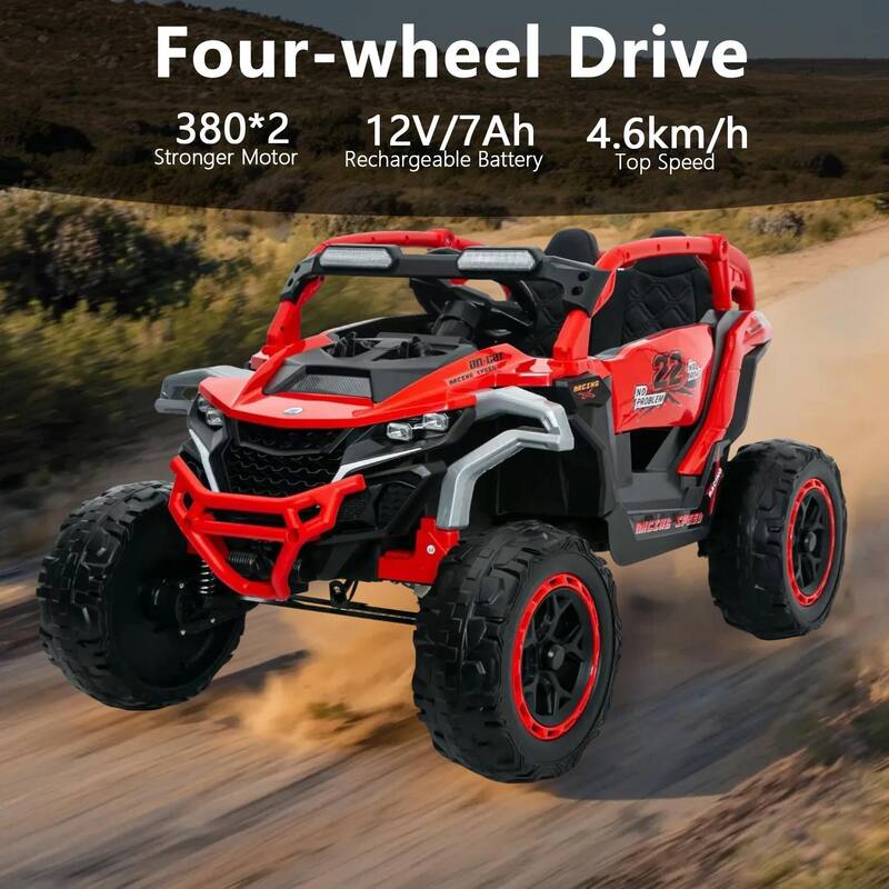 Ride on Models Truck Car 12V Kids Electric Vehicles, Remote Control, Front & Rear Shock Suspension, 2 Seater UTV - Red