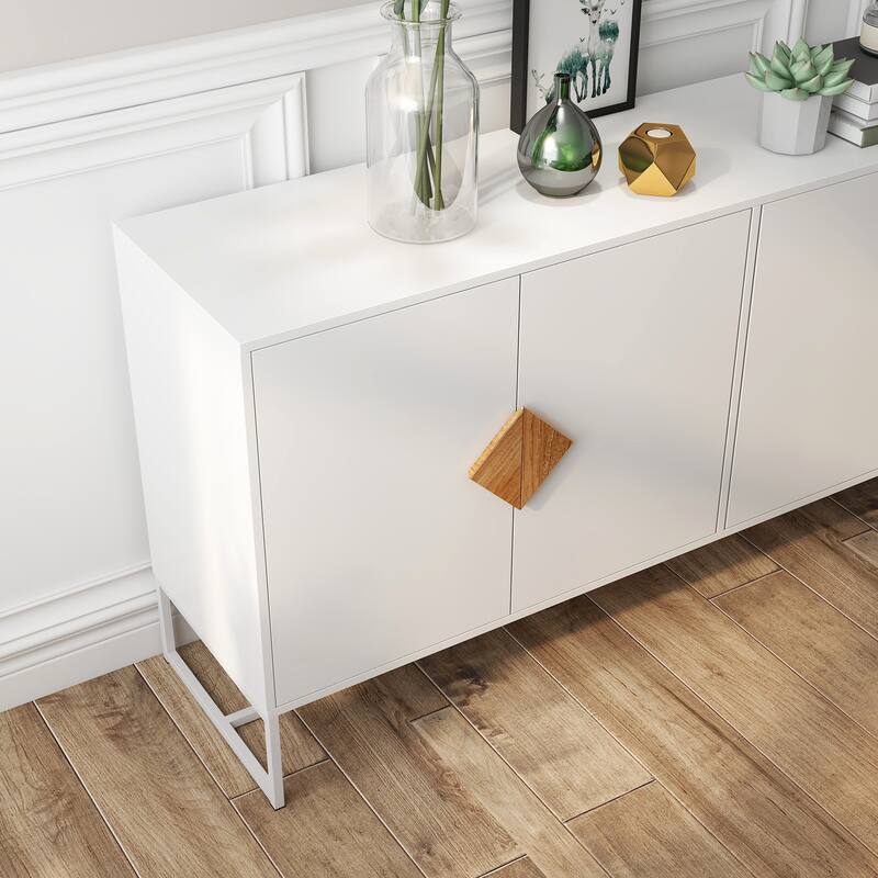 Modern Sideboard Buffet Cabinet Entrance Cabinet with 2 Storage Compartments and Square Handles, for Living Room