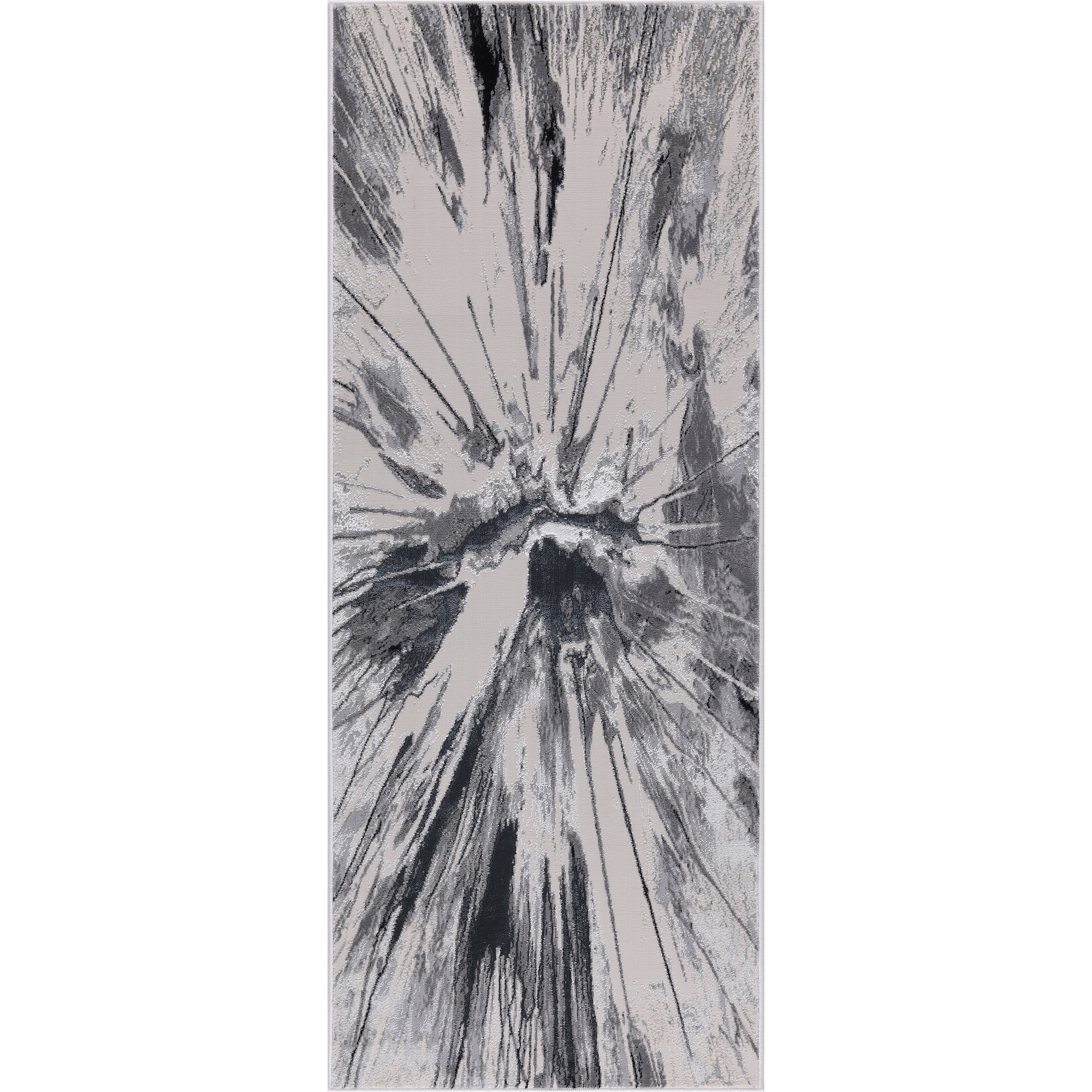 MDA Rugs Nevada Collection Abstract Burst Black and Grey Rug