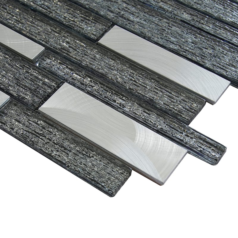 Altair Glena Rectangular Laminated Glass Mosaic Mix Aluminum Wall Tile