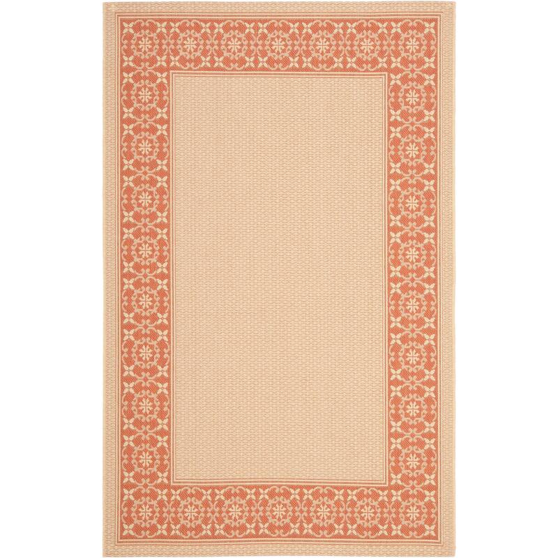 SAFAVIEH Courtyard Rubina Indoor/ Outdoor Waterproof Patio Backyard Rug - 5'3" x 7'7" - Cream/Terracotta