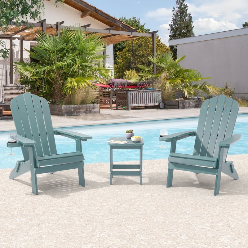 Bonosuki Set of 2 Folding Adirondack Chair Patio Fire Pit Chair - Lake Blue