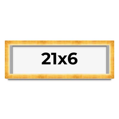 21x6 Shadow Box Frame Gold | 1.625 Inches Deep Real Wood Traditional