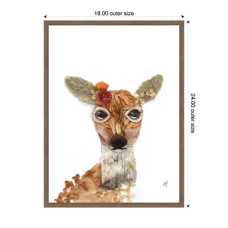 Kate and Laurel Deer with Flowers by Madeline Jeppesen Framed Canvas Wall Art Print