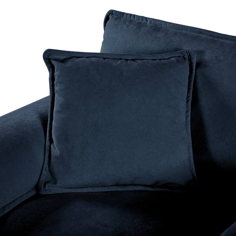 Chenille L-shaped Chaise Sectional Sofa 3 Seater Modular Couch with Side Pockets, Armrest Pillows and Thickened Seat Cushions