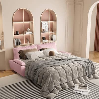 Versatile 3-in-1 Queen Size Velvet Pull-Out Sofa Bed with Chaise Lounge, Durable Steel Frame, Convertible Sleeper Loveseat