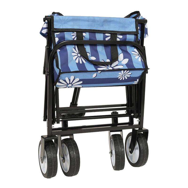 Colorful Collapsible Utility Wagon Cart with Strapping System - 225 lb Capacity