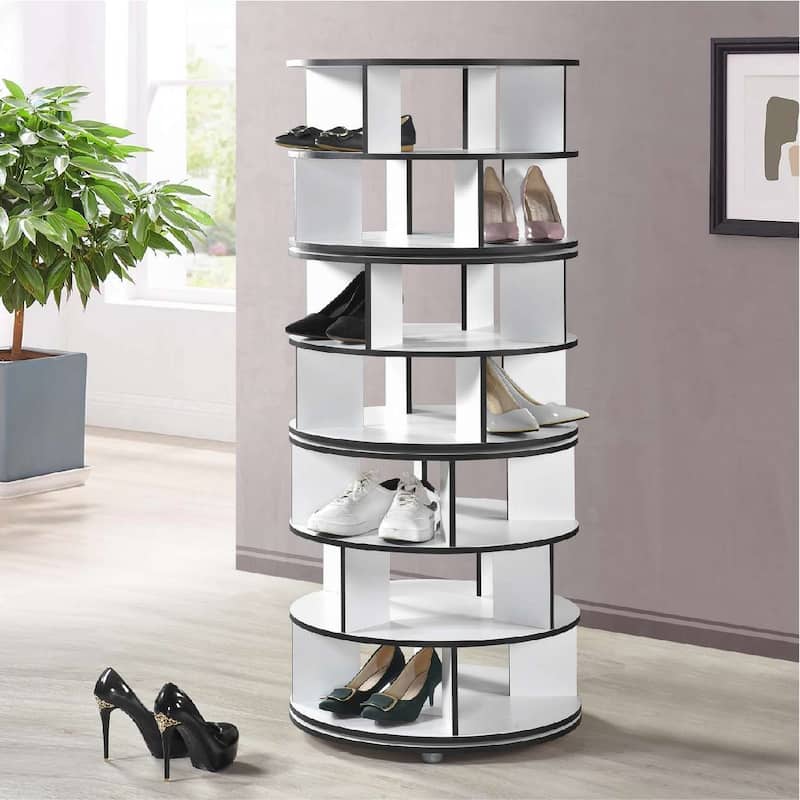 7-Tier Revolving Shoe Rack - White/85