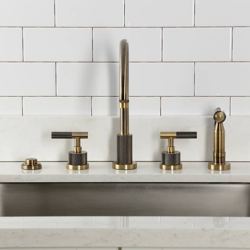 Kingston Brass Essex Double-Handle Wall-Mount Pre-Rinse Bridge Kitchen Faucet