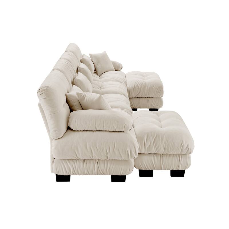 4-Seater U-Shaped Free Combination Modular Sofa with 2 Ottomans