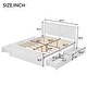 preview thumbnail 4 of 11, Queen Platform Bed with 4 Drawers, Headboard & Support Legs, White
