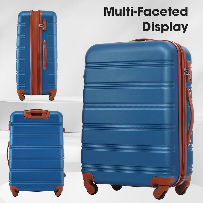 3 Piece Luggage Set ABS Hardside Lightweight Suitcase Set with Spinner Wheels and TSA Lock, 20" 24" 28" Luggage Case