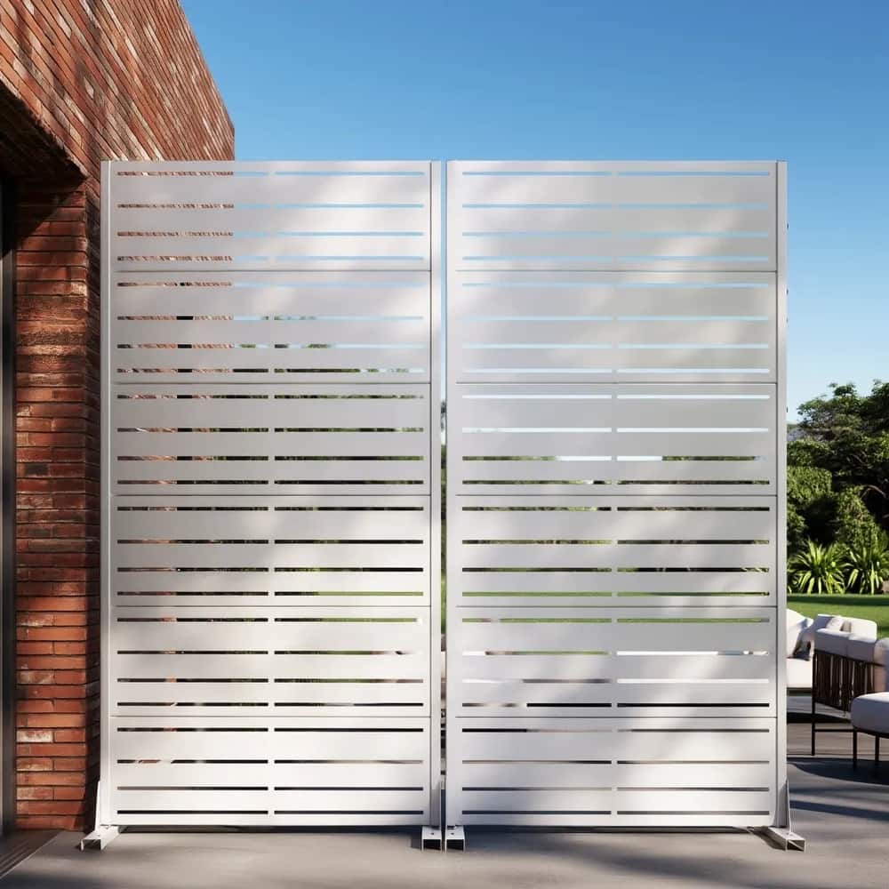 Dovelina Black Outdoor Freestanding Metal Privacy Screen Decorative Garden Fence (Set of 2)