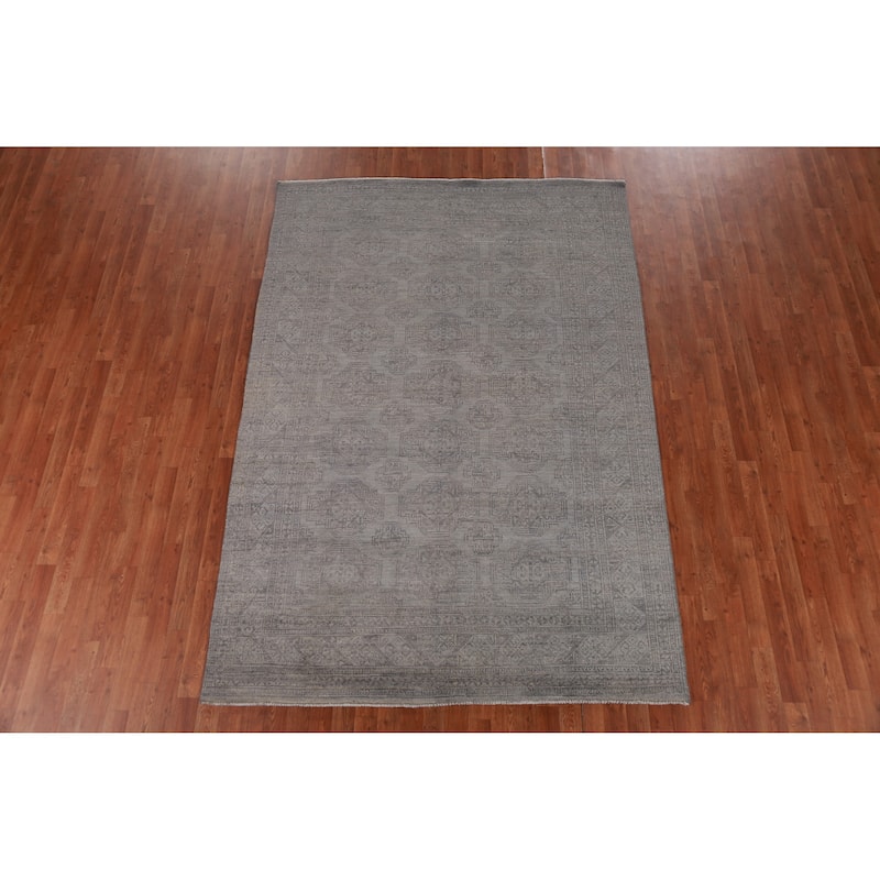 Hand Knotted Oriental 100% Wool Carpet Transitional All-Over Greys & Charcoal Oushak Area Rug - 8' 10'' X 6' 1''