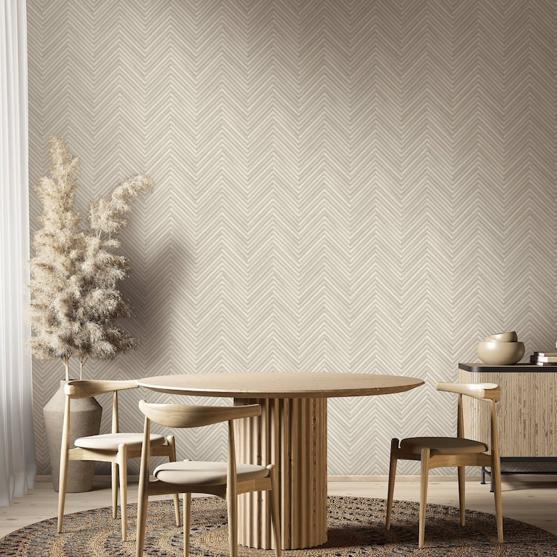 Galerie Wallcoverings Woods and Wicker Collection Herringbone Wood Effect Matte Finish Vinyl on Non-woven Wallpaper Roll