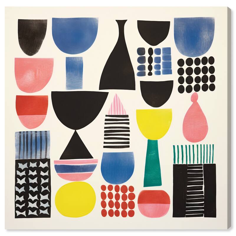 Wynwood Studio Canvas Abstract Drink Cups Abstract Black and Modern & Contemporary Wall Art Canvas Print