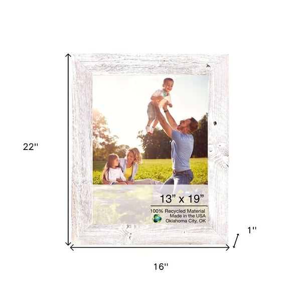 dimension image slide 3 of 6, Rustic White Wood Single Picture Frame Reclaimed Finish Hanging Mount