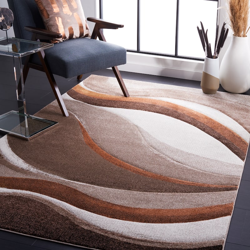 SAFAVIEH Hollywood Deep Mid-Century Modern Abstract Rug - 2'3" x 8' Runner - Beige/Blue - Runner