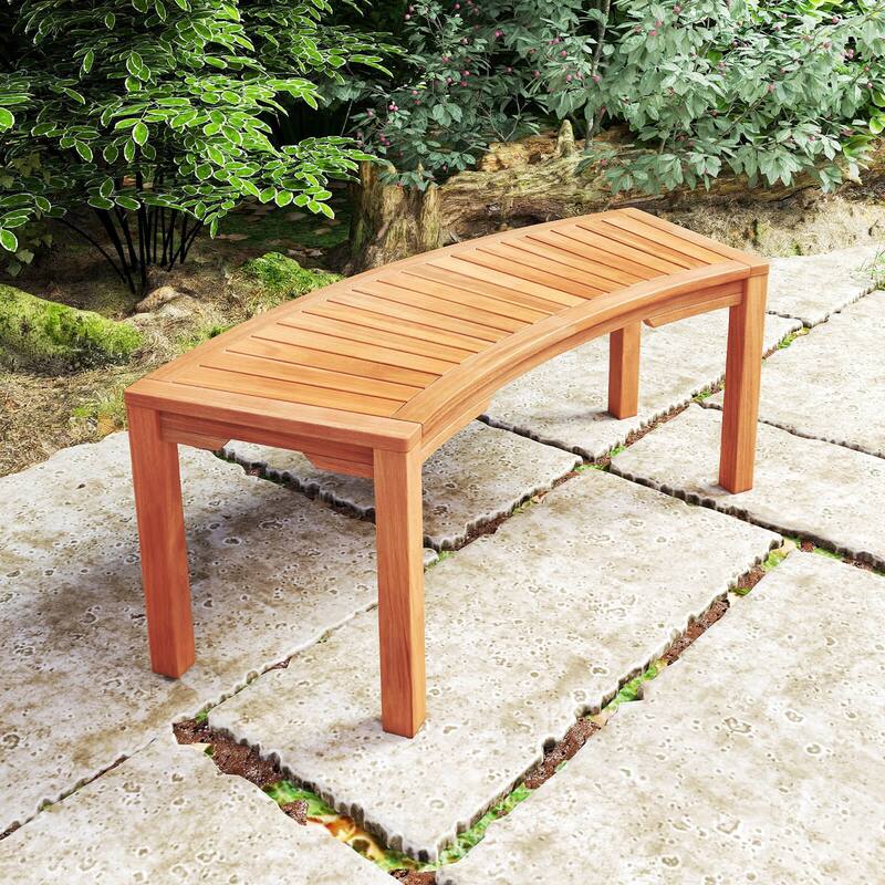 Costway 1/2/4 PCS Outdoor Curved Bench with Slatted Seat Wrap Around - See Details - 1 PCS