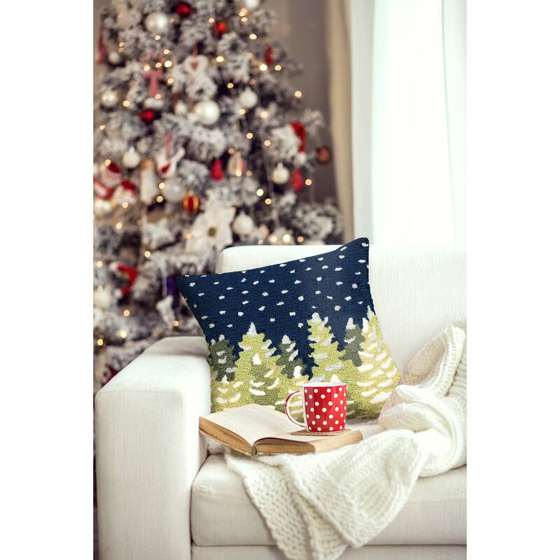 Liora Manne Let It Snow Indoor/Outdoor Pillow Midnight 18" Square - Midnight - 18 x 18