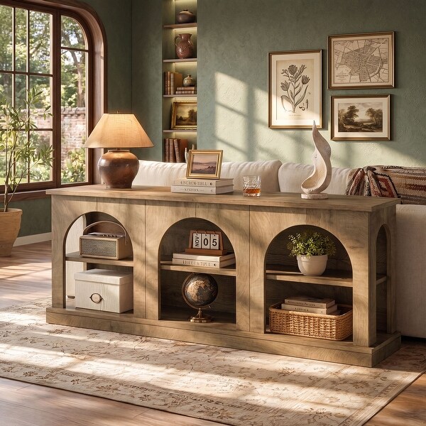 Low Bookshelf, 63-Inch Horizontal Bookshelf, Low Profile Bookcase