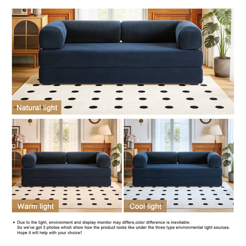 Oversized Corduroy Convertible Floor Sofa Bed Sleeper Couch