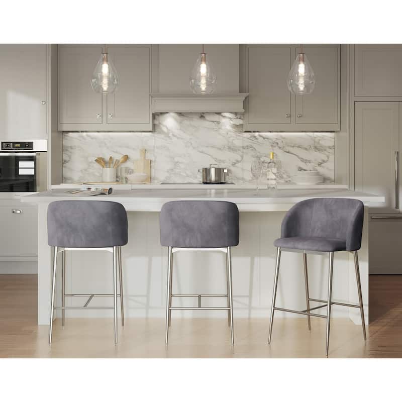 Silver Orchid Harding Velvet Counter Stool (Set of 2)