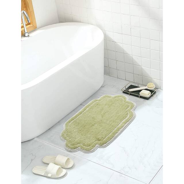 Home Weavers Allure Collection Absorbent Cotton, Machine Washable and Dry Bath Rugs - 17"x24" - Green