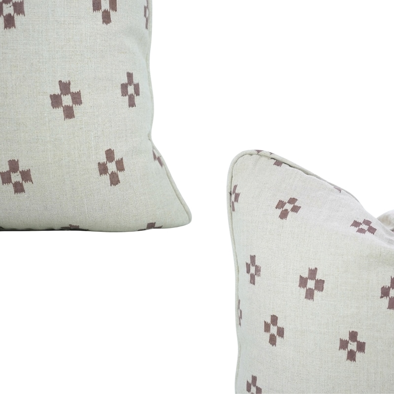 Fabdivine Handmade Floral Block Print Soft Pure Linen Fabric Pipine Pillow Cover Decorative Cushion Case