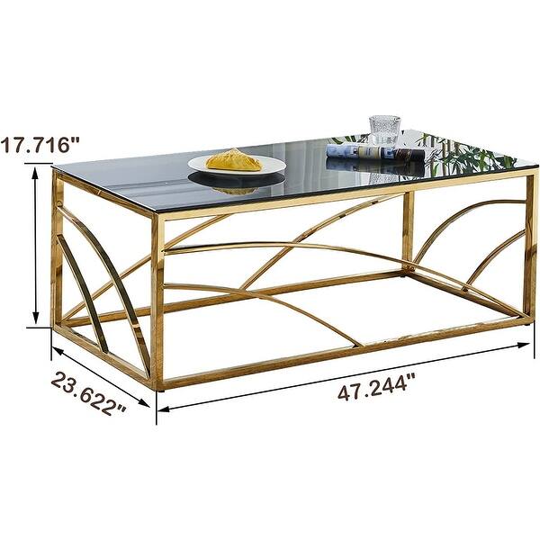 Stainless Steel Rectangular Accent Glass Coffee Table for Living Room ...