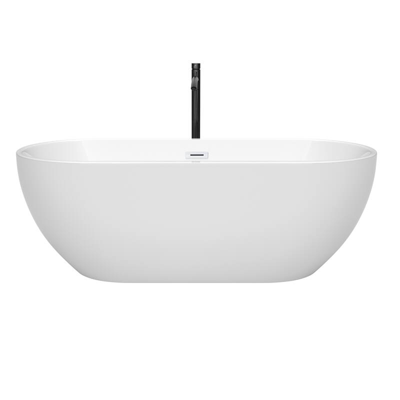Wyndham Collection Brooklyn 67-Inch White Freestanding Tub w/ Faucet