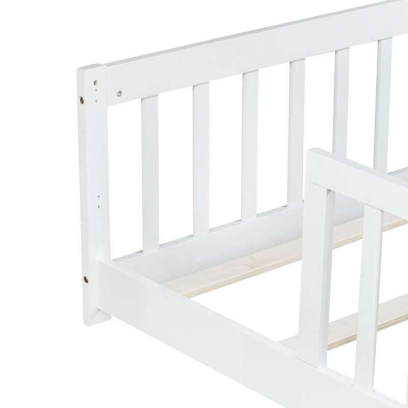Twin Size Floor Bed with Fence without Door