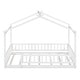 preview thumbnail 29 of 69, Playhouse Design House Bed Frame with Fence, Roof & Semi-Enclosed Space, Sturdy Pinewood Construction